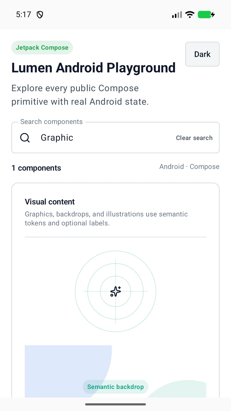 Graphic rendered in the Android phone emulator Lumen playground