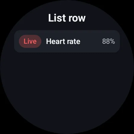 Wearable list row rendered in the Wear OS emulator Lumen playground
