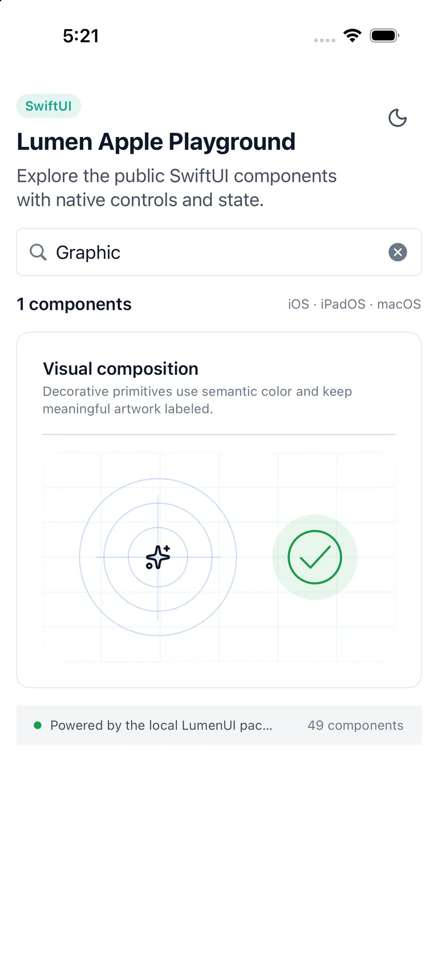 Graphic rendered in the iPhone simulator Lumen playground