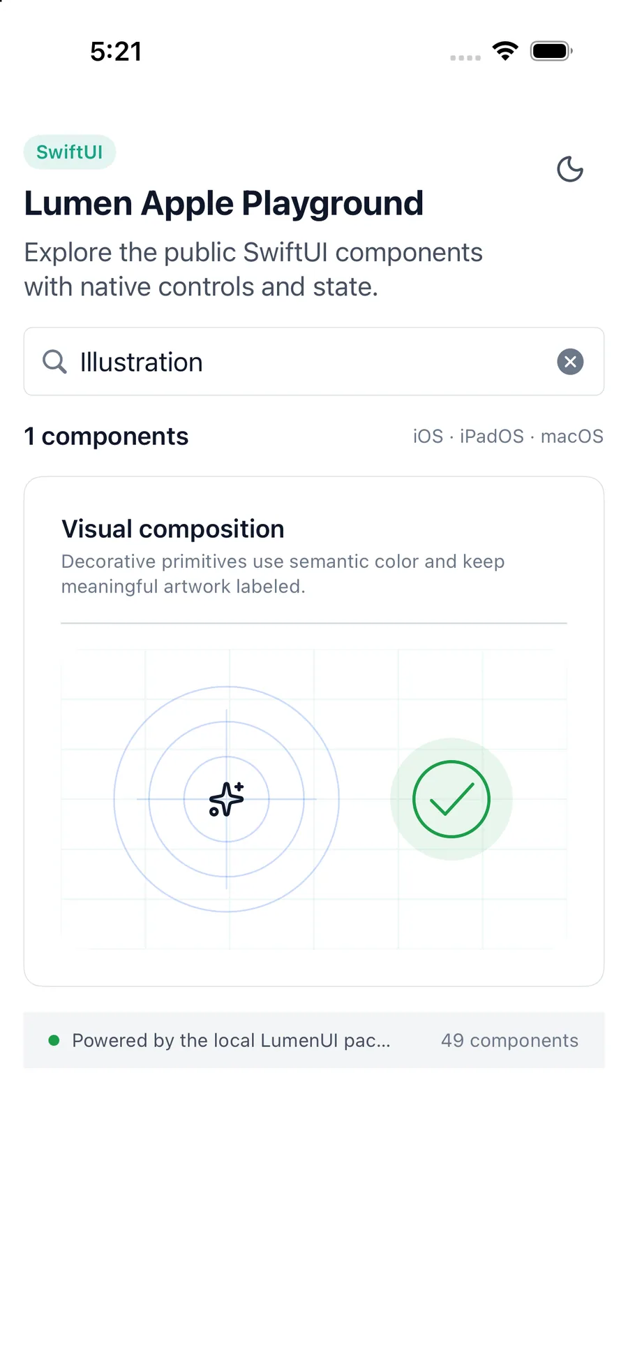 Illustration rendered in the iPhone simulator Lumen playground