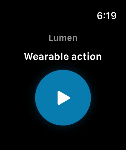 Wearable action rendered in the watchOS simulator Lumen playground