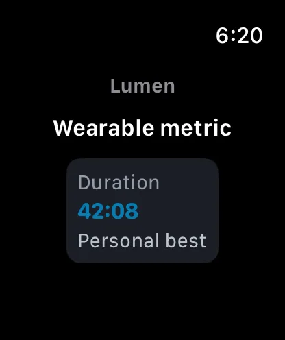 Wearable metric rendered in the watchOS simulator Lumen playground