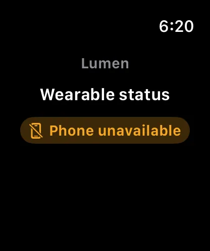 Wearable status rendered in the watchOS simulator Lumen playground