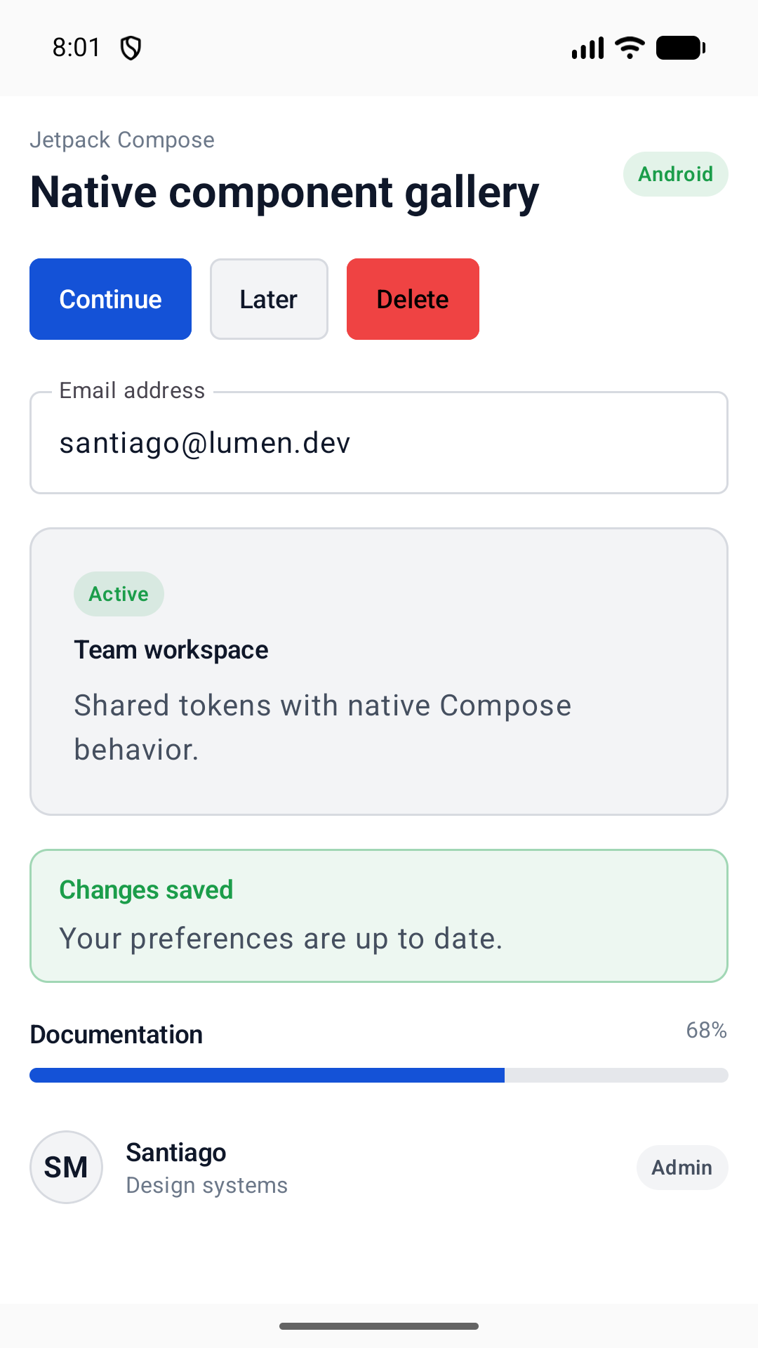 Android / Compose Lumen component gallery