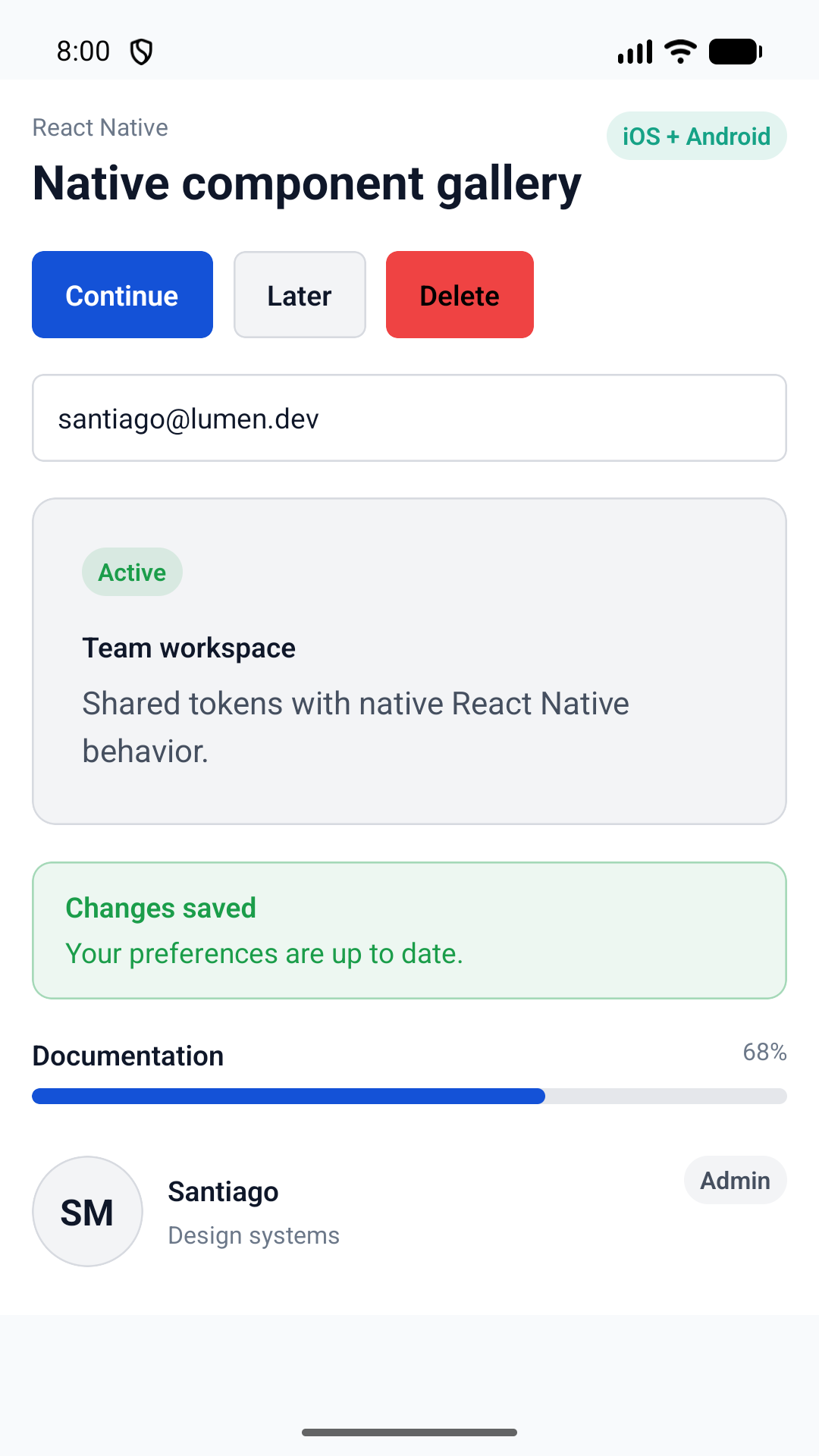 React Native Lumen component gallery