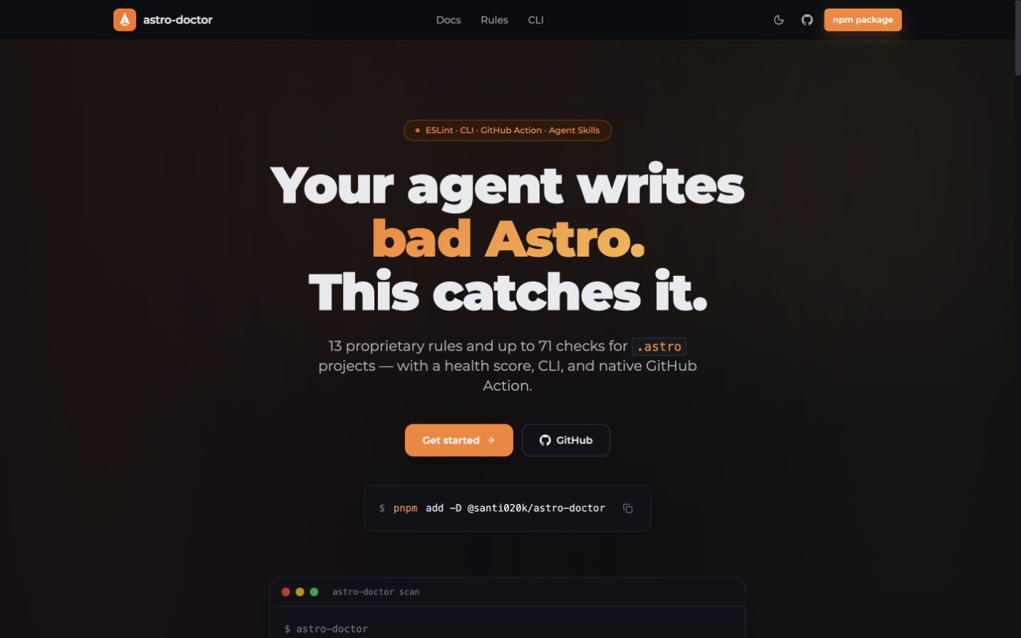 Astro Doctor website on desktop