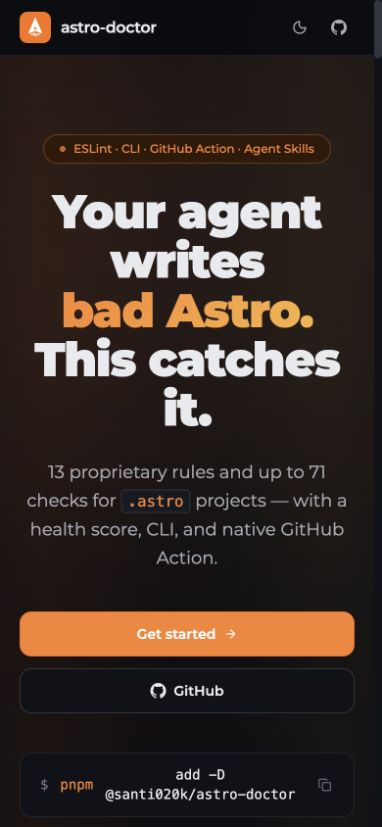 Astro Doctor website on mobile