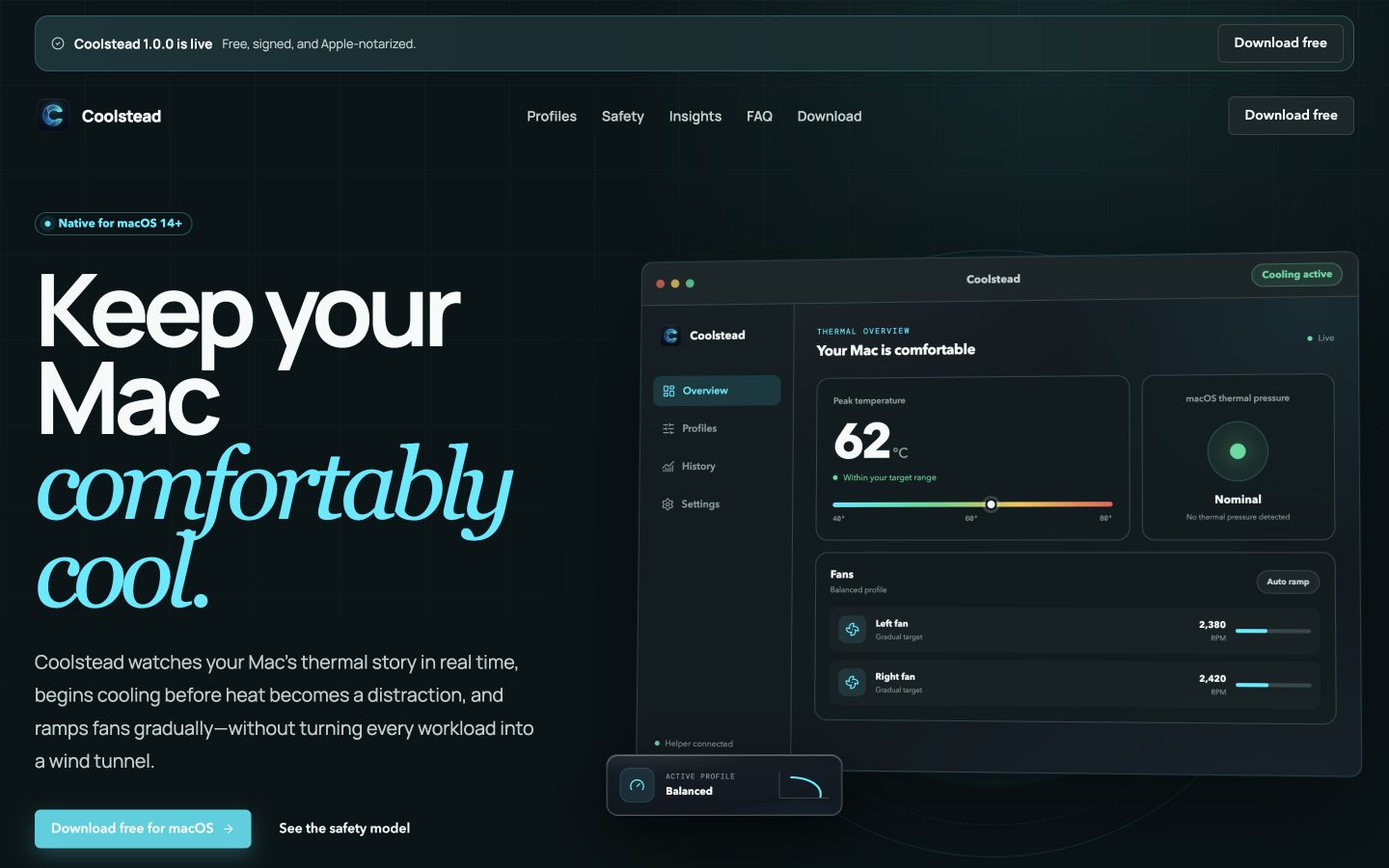 Coolstead website on desktop